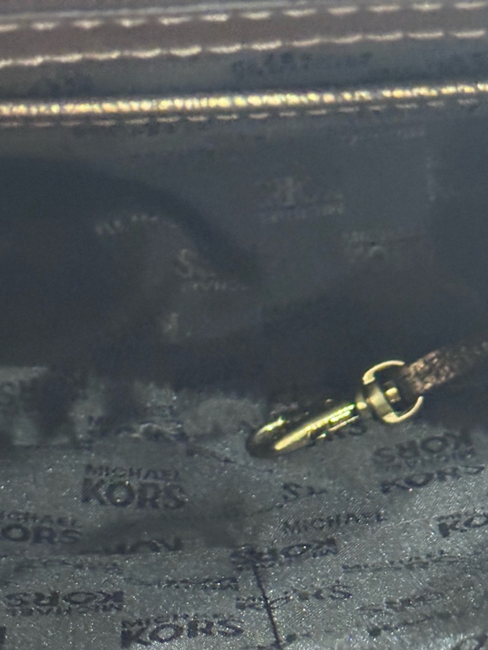 Vintage Michael Kors Brown & Gold Logo Tote with Snake-Print Center - Picture 9 of 13